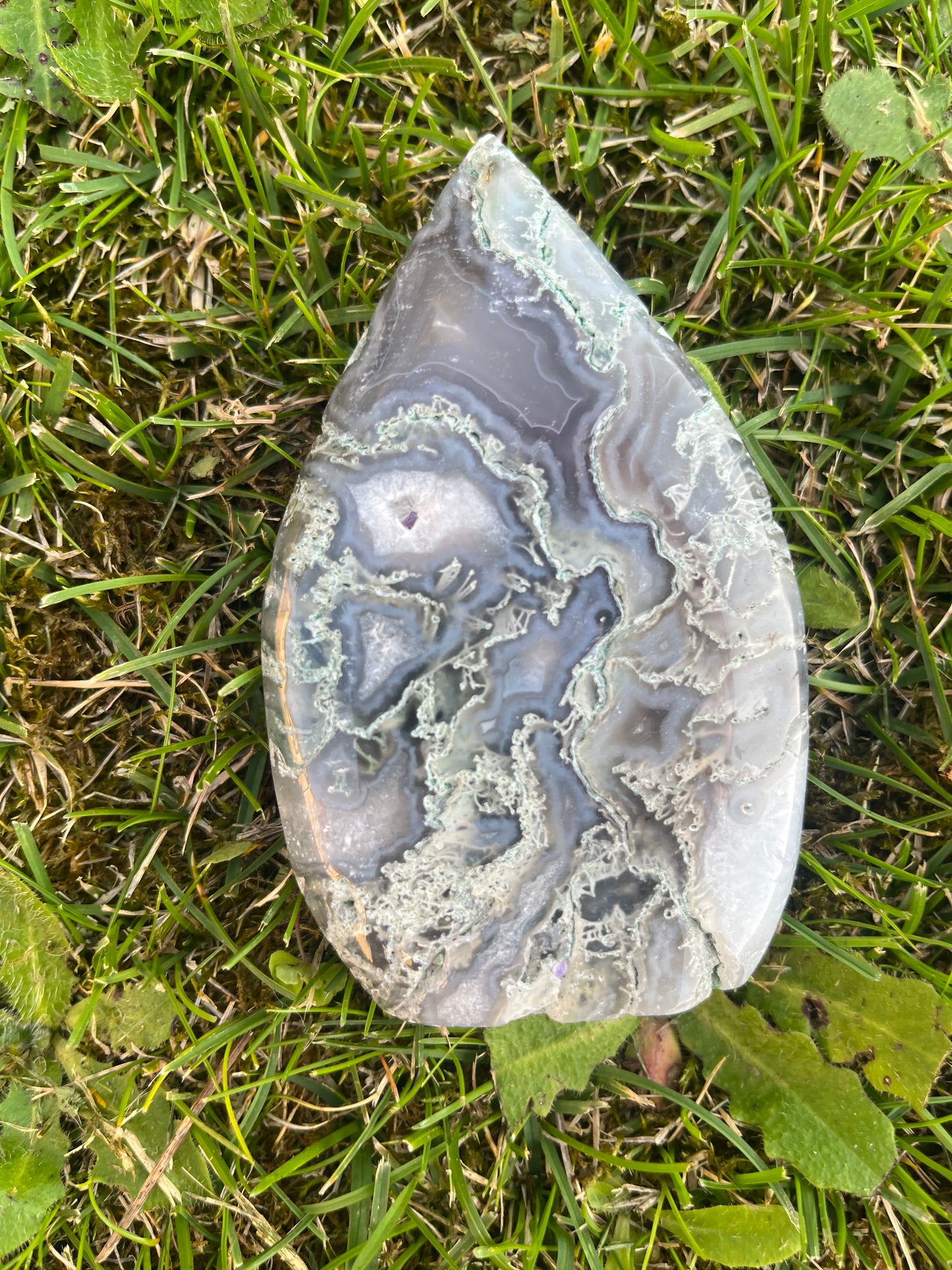 Moss agate tear drop free form