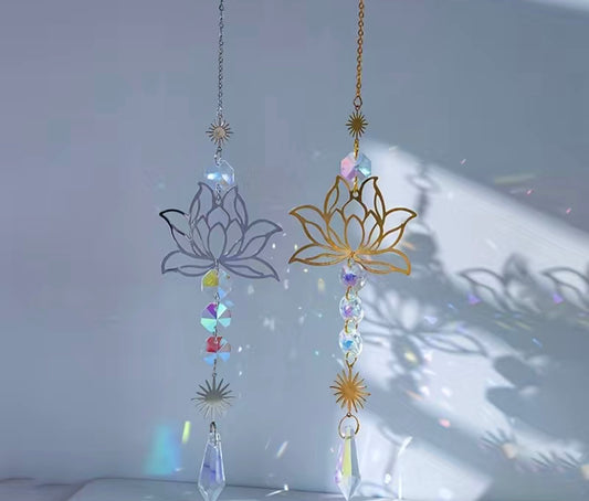 Lotus crystal sun catcher