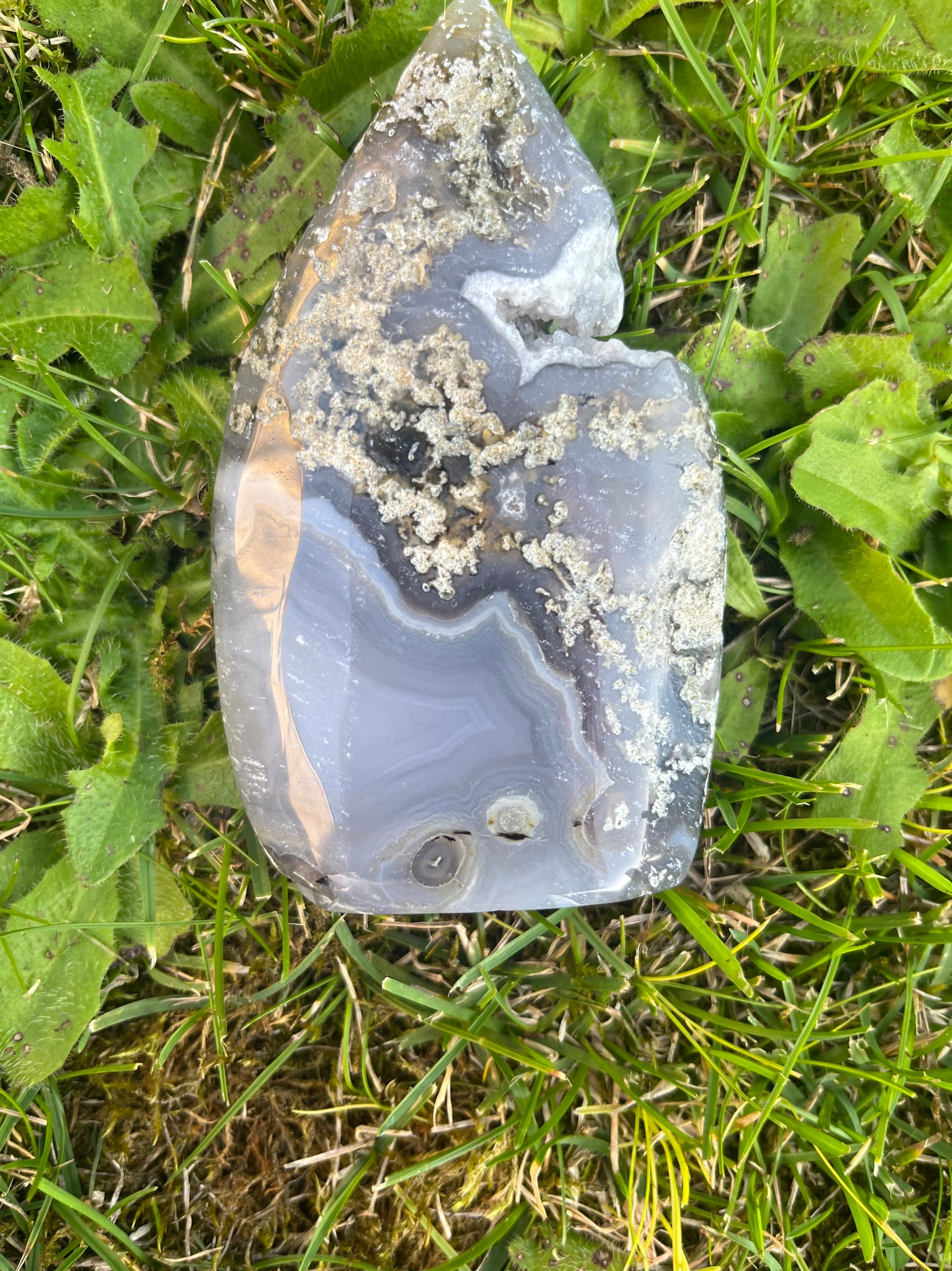 Moss agate tear drop free form