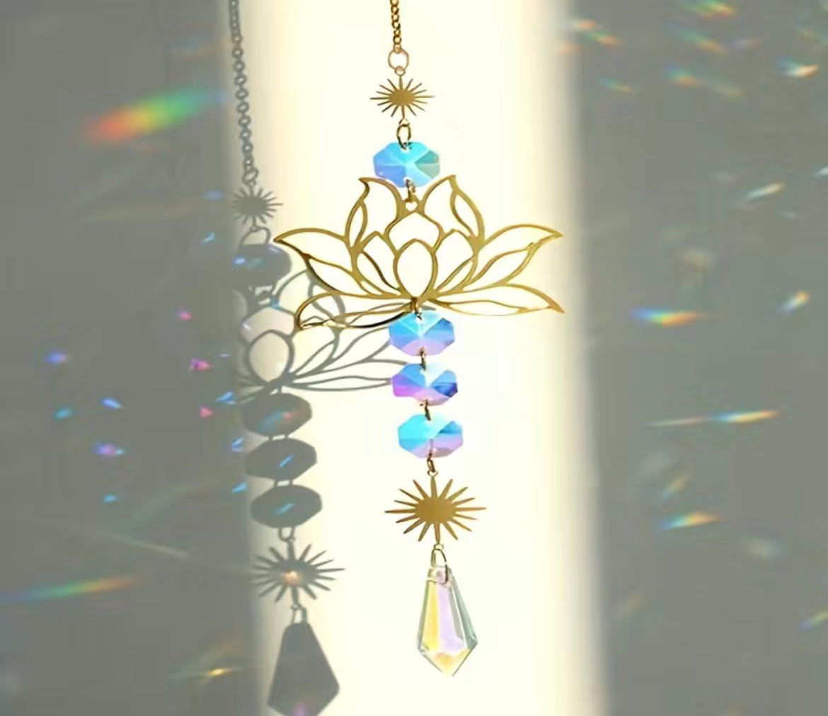 Lotus crystal sun catcher