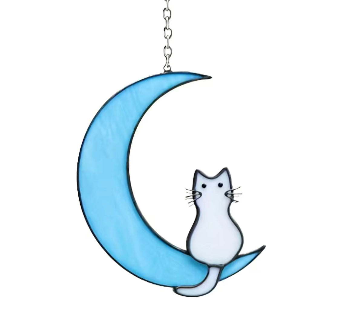 Cat on moon window hanging