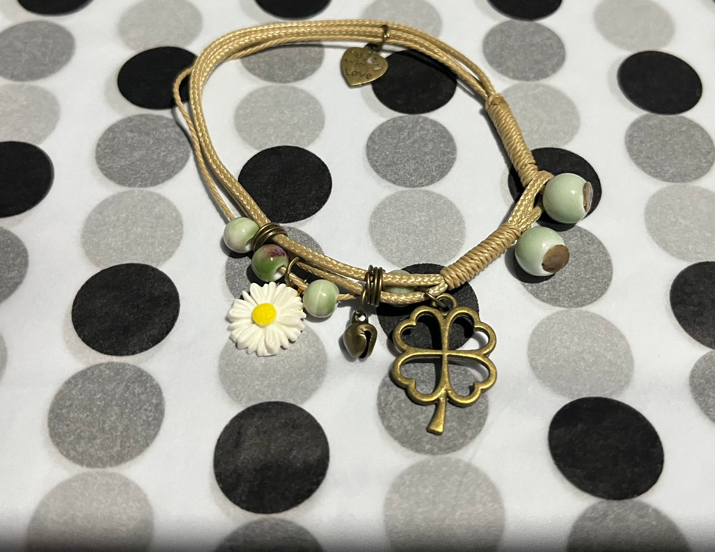 Lucky clover corded bracelet